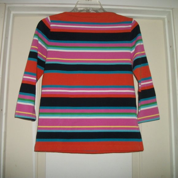 RETRO FRENCH GIRL STYLE STRIPES COTTONY STRETCH TOP - Picture 2 of 2